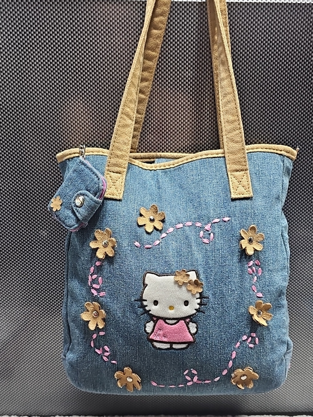 Original Sanrio Hello Kitty Rare Denim Tote Bag HTF In EUC 2003 Collection